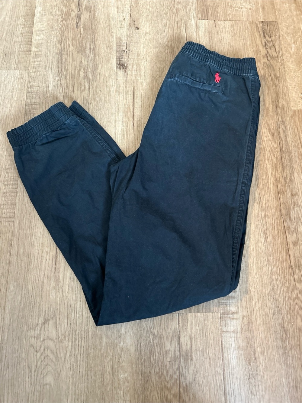 Polo by Ralph Lauren Black Chino Jogger Pants with Red Logo